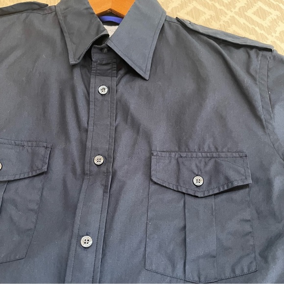 Teddy Stratford NYC Short Sleeve Button Up with Zip Shirt Mens Size 0 or XS Navy - Picture 4 of 8